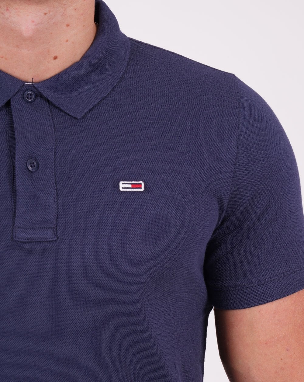 Tommy Jeans Cotton Slim Fit Polo Shirt Navy - Image 2