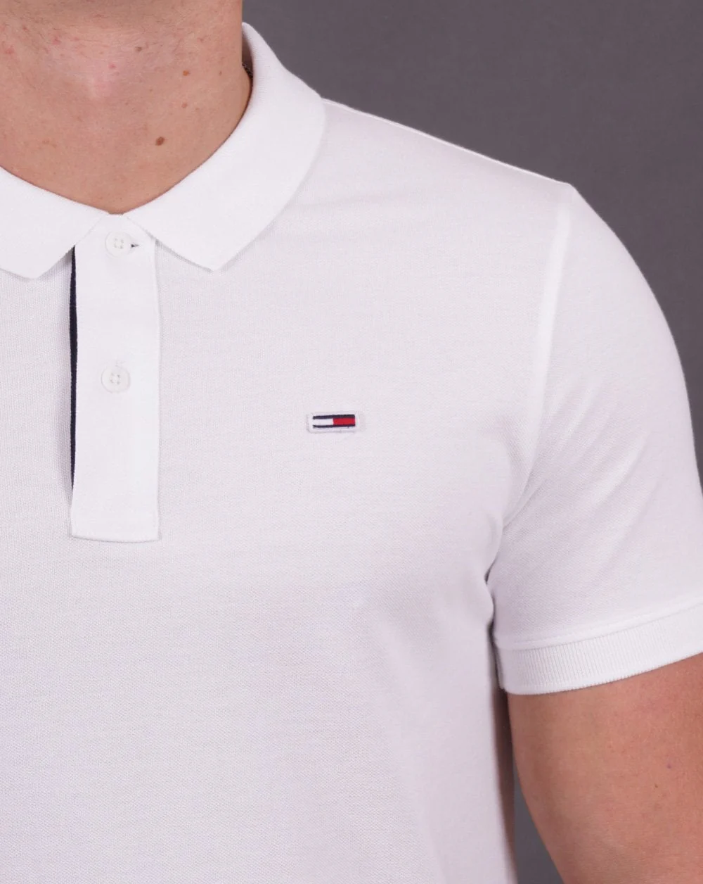 Tommy Jeans Cotton Slim Fit Polo Shirt White - Image 2
