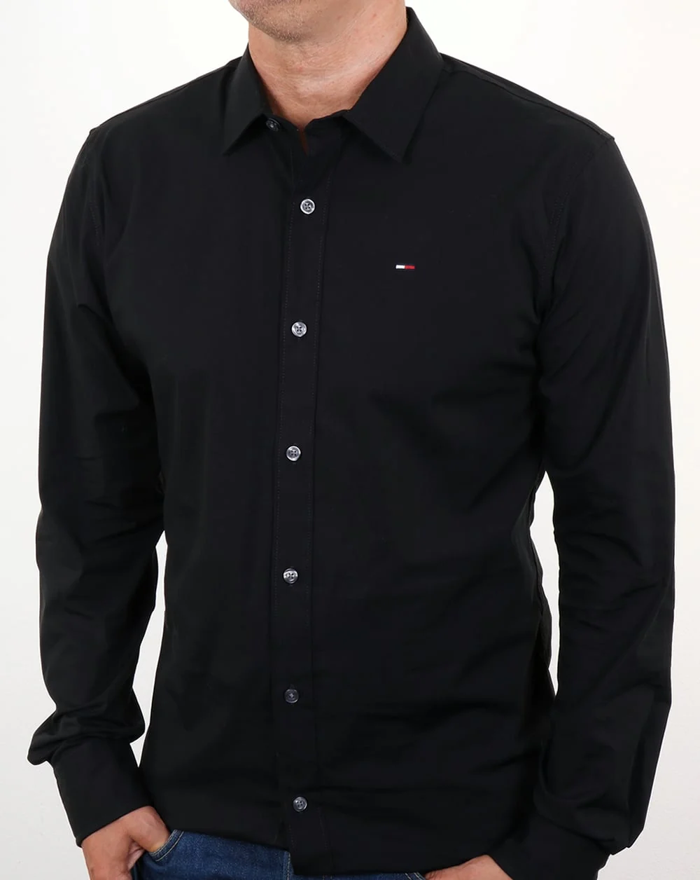 Tommy Jeans Cotton Stretch Shirt Black - Image 3
