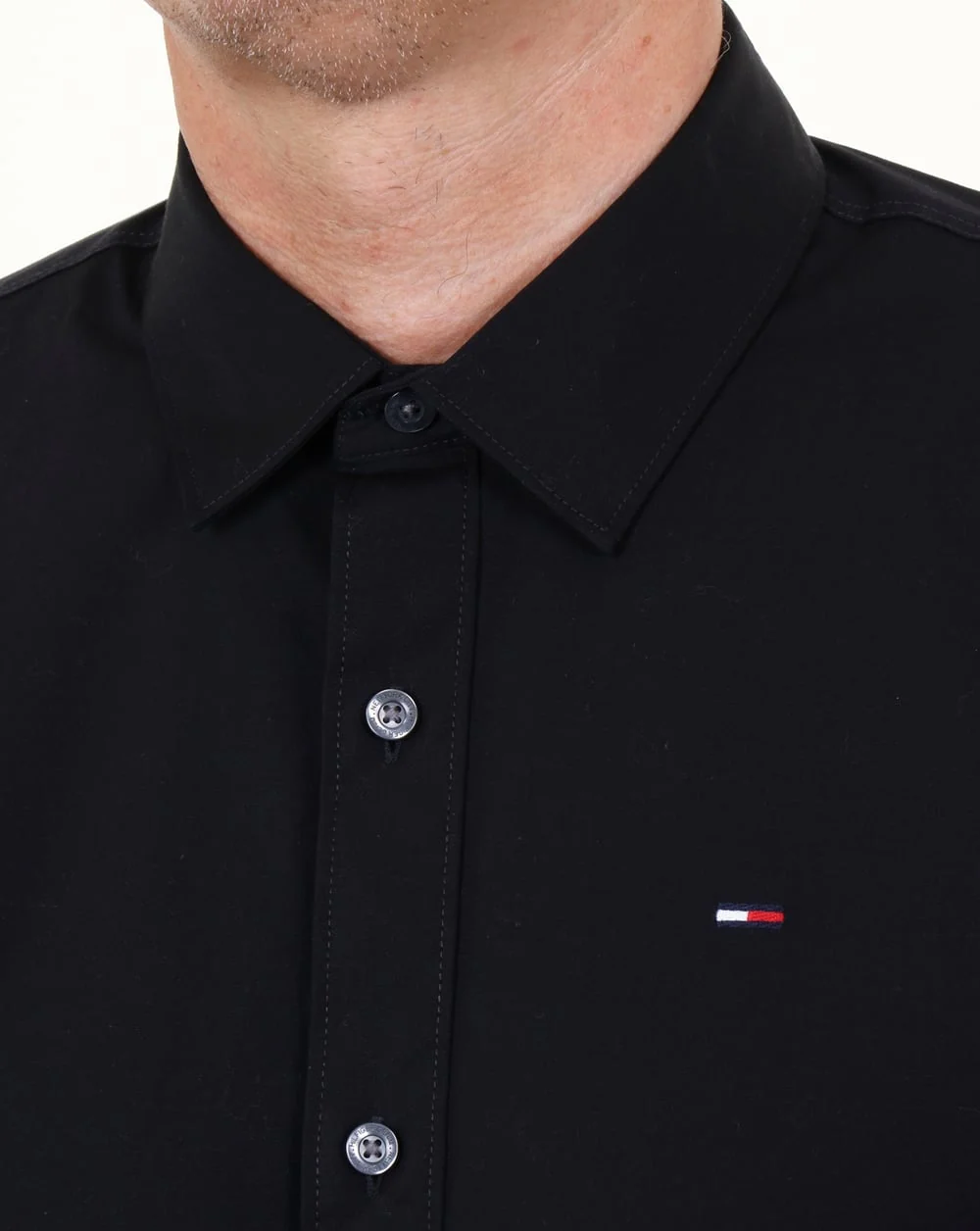 Tommy Jeans Cotton Stretch Shirt Black - Image 4