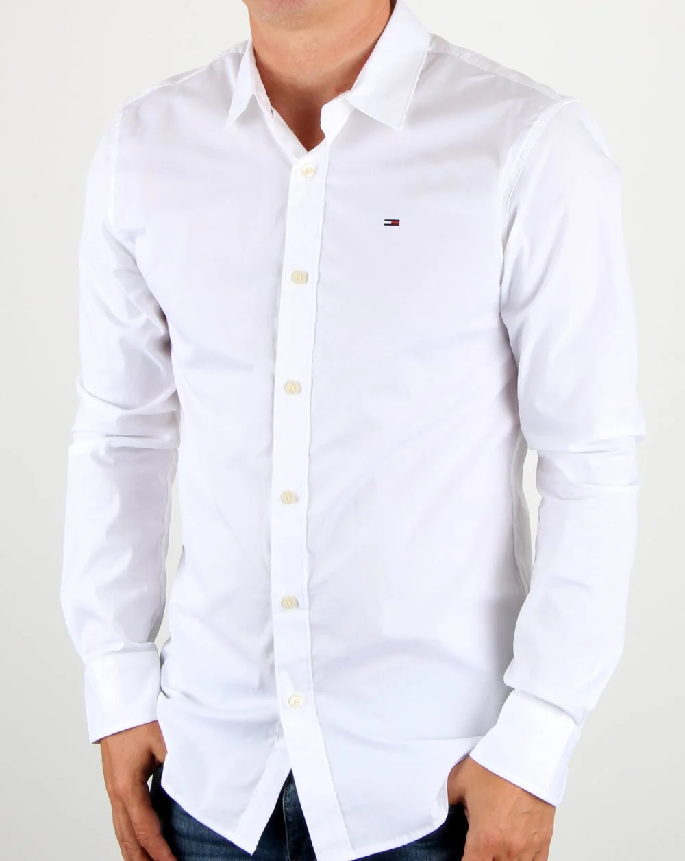 Tommy Jeans Cotton Stretch Shirt White - Image 3
