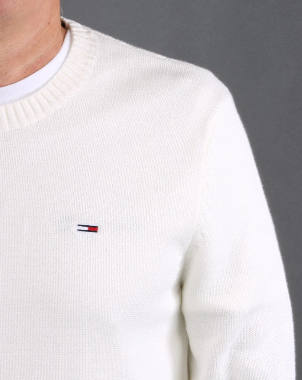 Tommy Jeans Crew Neck Knit Jumper Ecru - Image 2