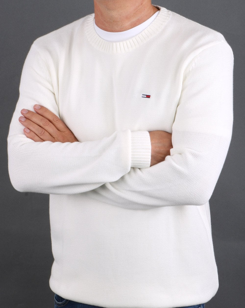 Tommy Jeans Crew Neck Knit Jumper Ecru - Image 3
