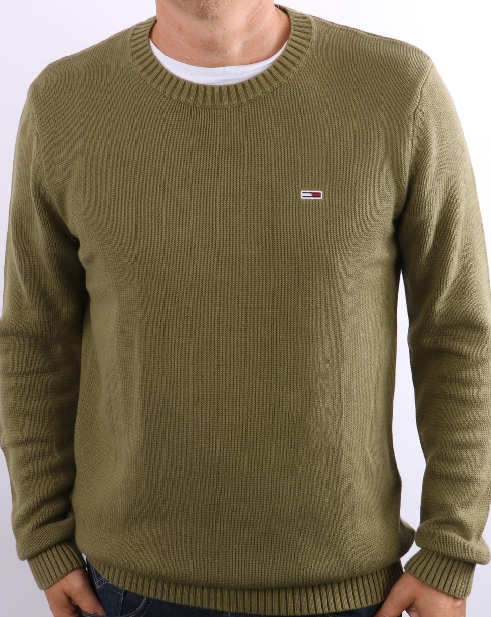 Tommy Jeans Crew Neck Knit Jumper Olive