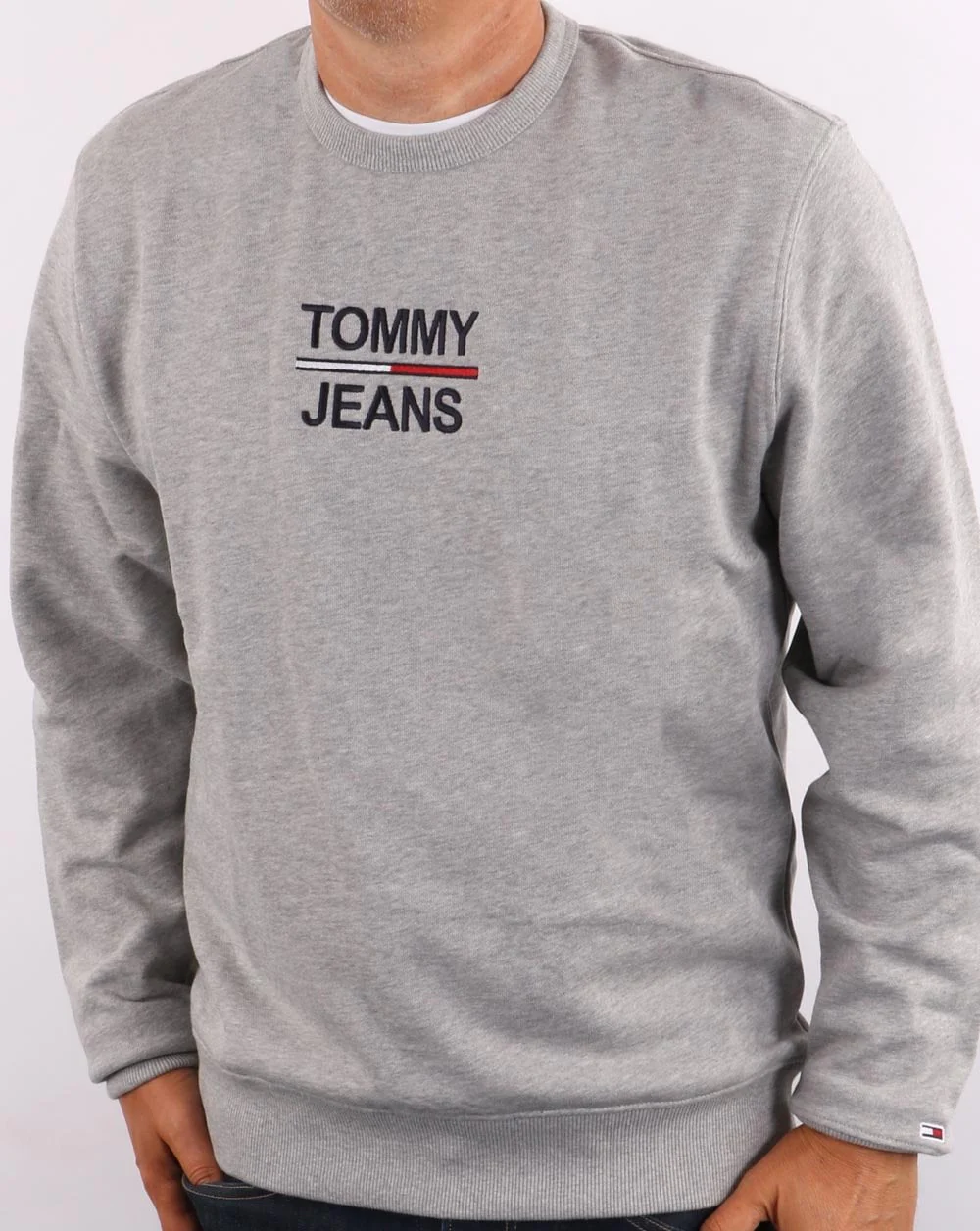 Tommy Jeans Essential Crew Neck Sweatshirt Light Grey Heather - Image 3