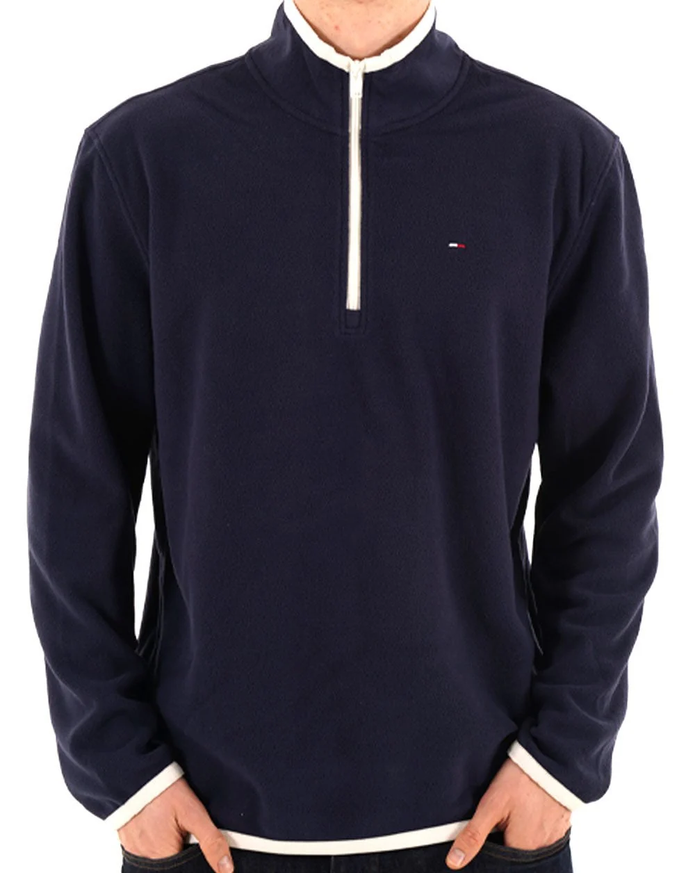 Tommy Jeans Flag 1/4 Zip Polar Fleece Dark Navy - Image 3