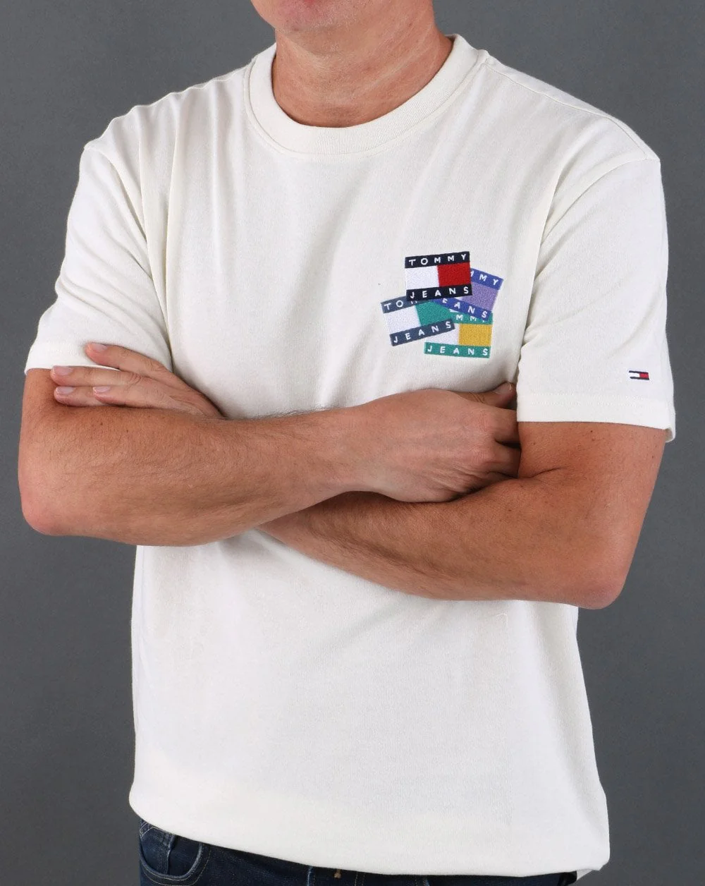 Tommy Jeans Flag Badge T-shirt Ivory - Image 3
