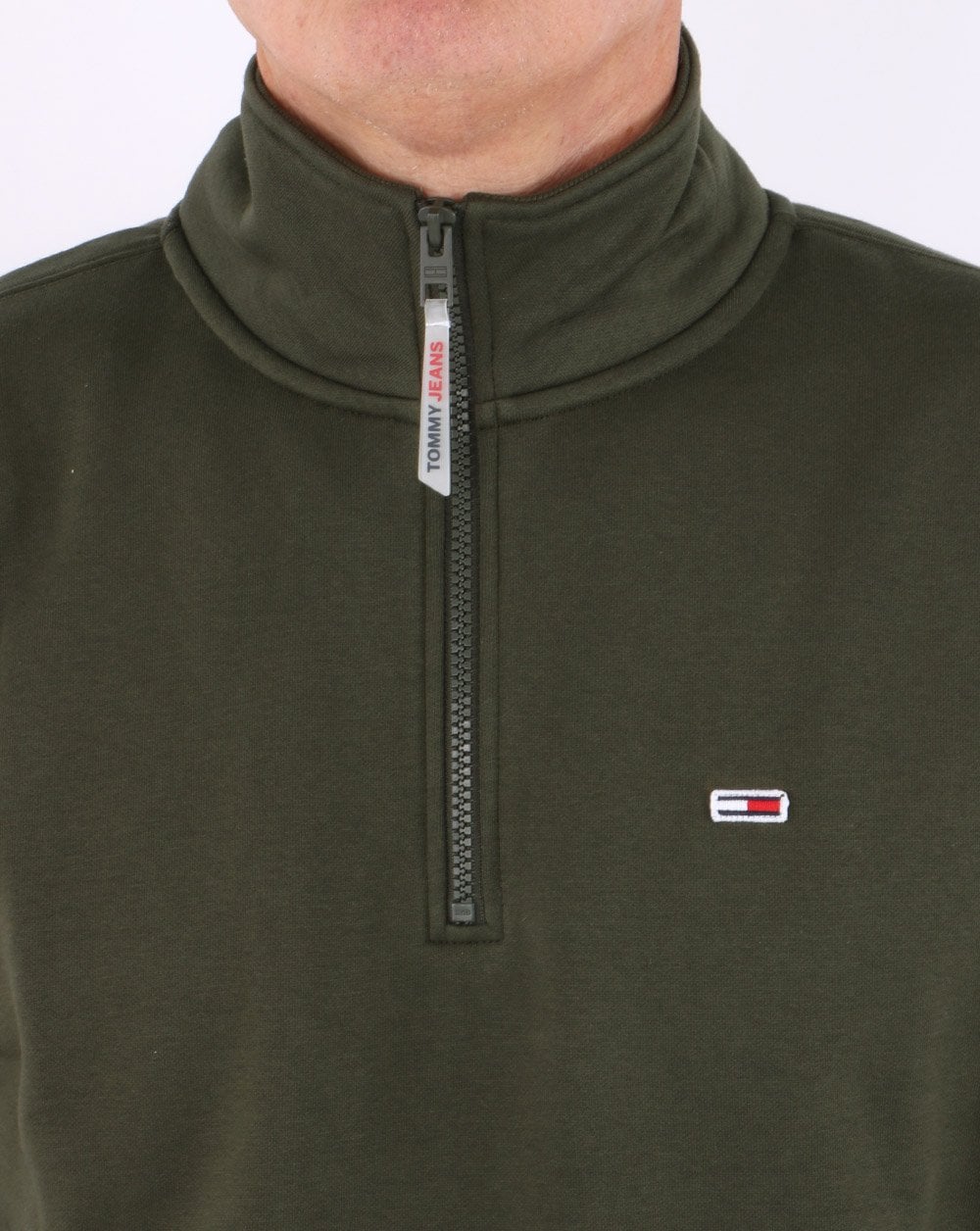 Tommy Jeans Half Zip Sweatshirt Dark Olive - Image 2