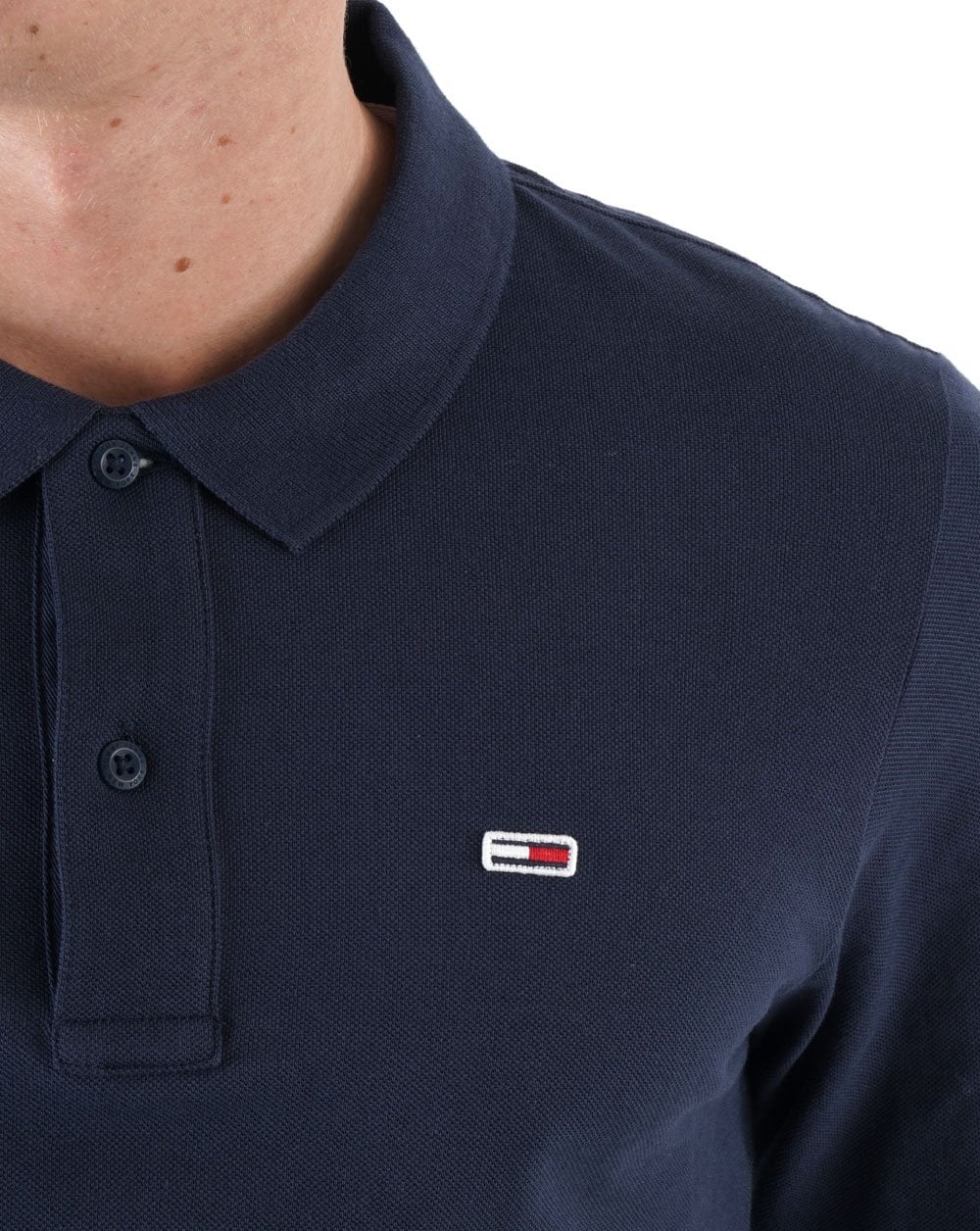 Tommy Jeans Long Sleeve Polo Shirt Navy - Image 2