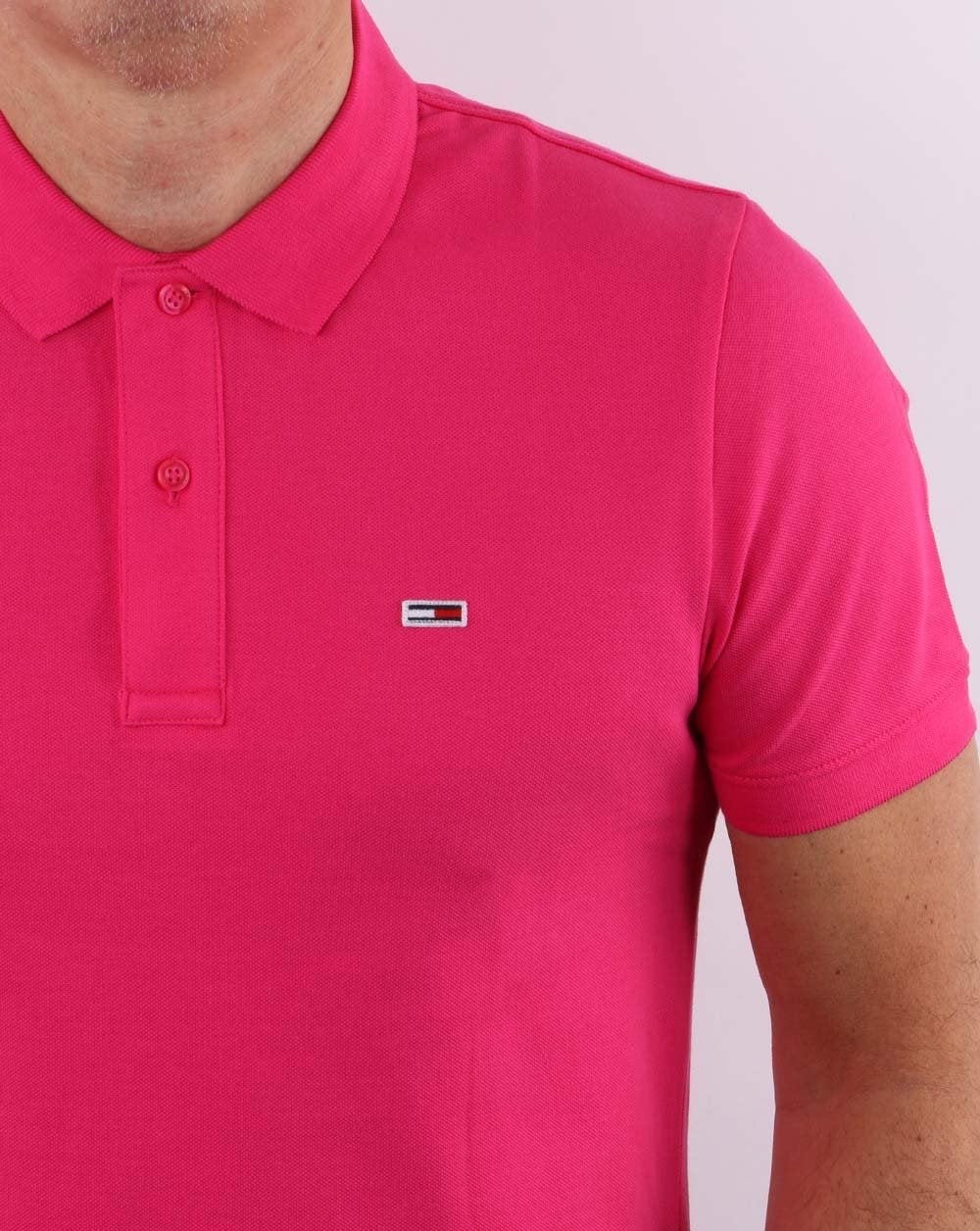 Tommy Jeans Polo Shirt Bright Cerise Pink - Image 2