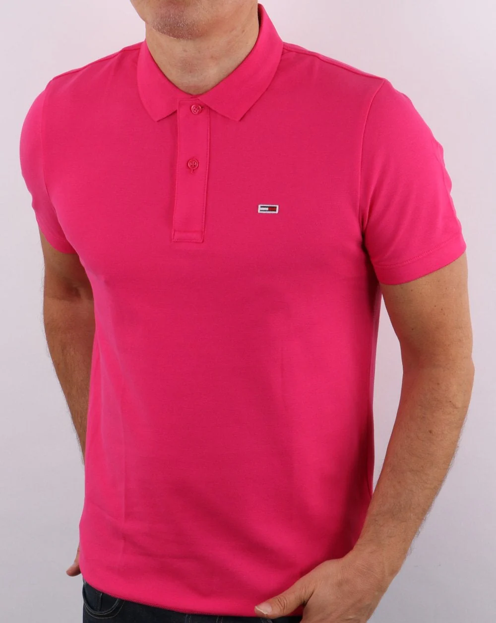 Tommy Jeans Polo Shirt Bright Cerise Pink - Image 3