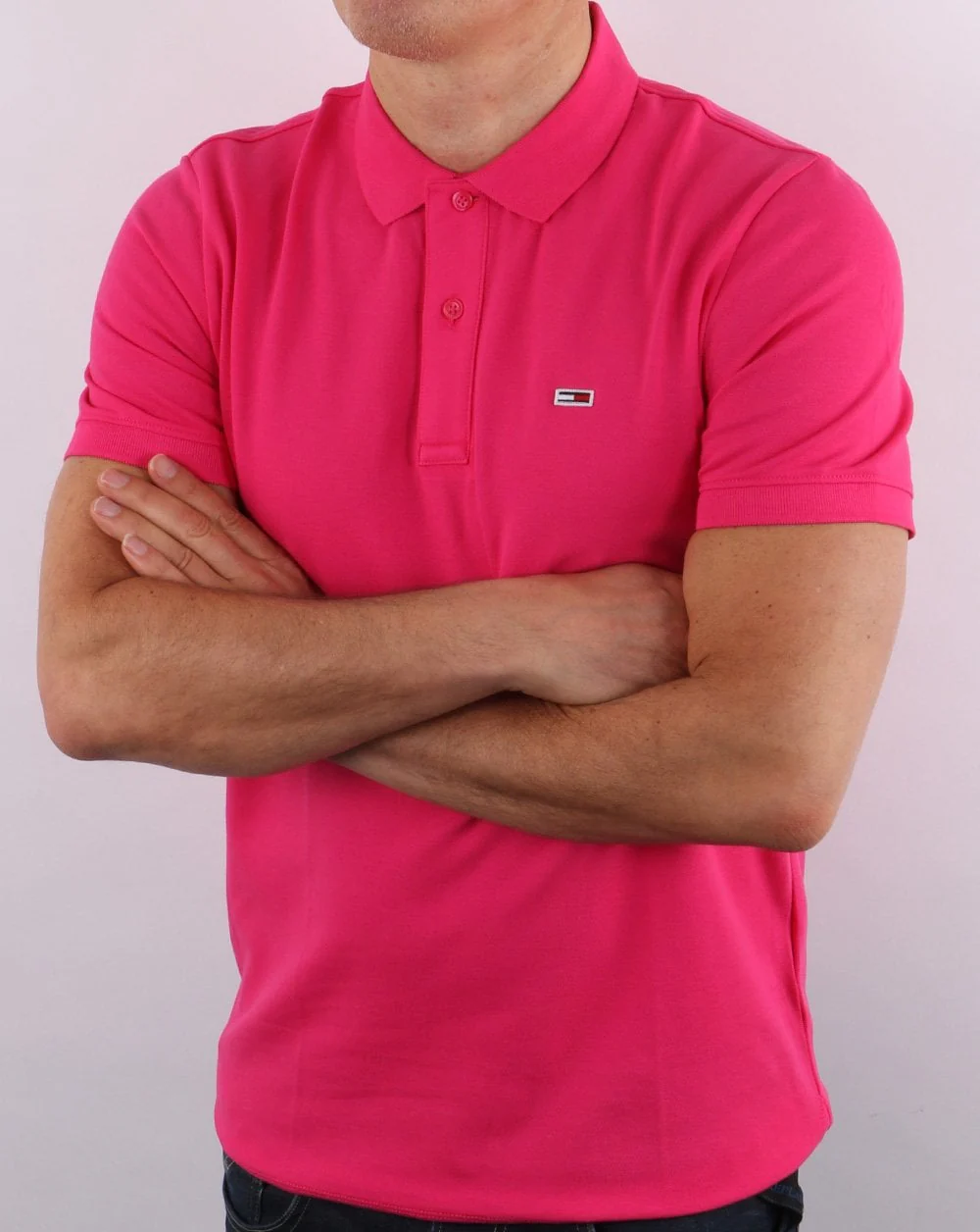Tommy Jeans Polo Shirt Bright Cerise Pink - Image 4