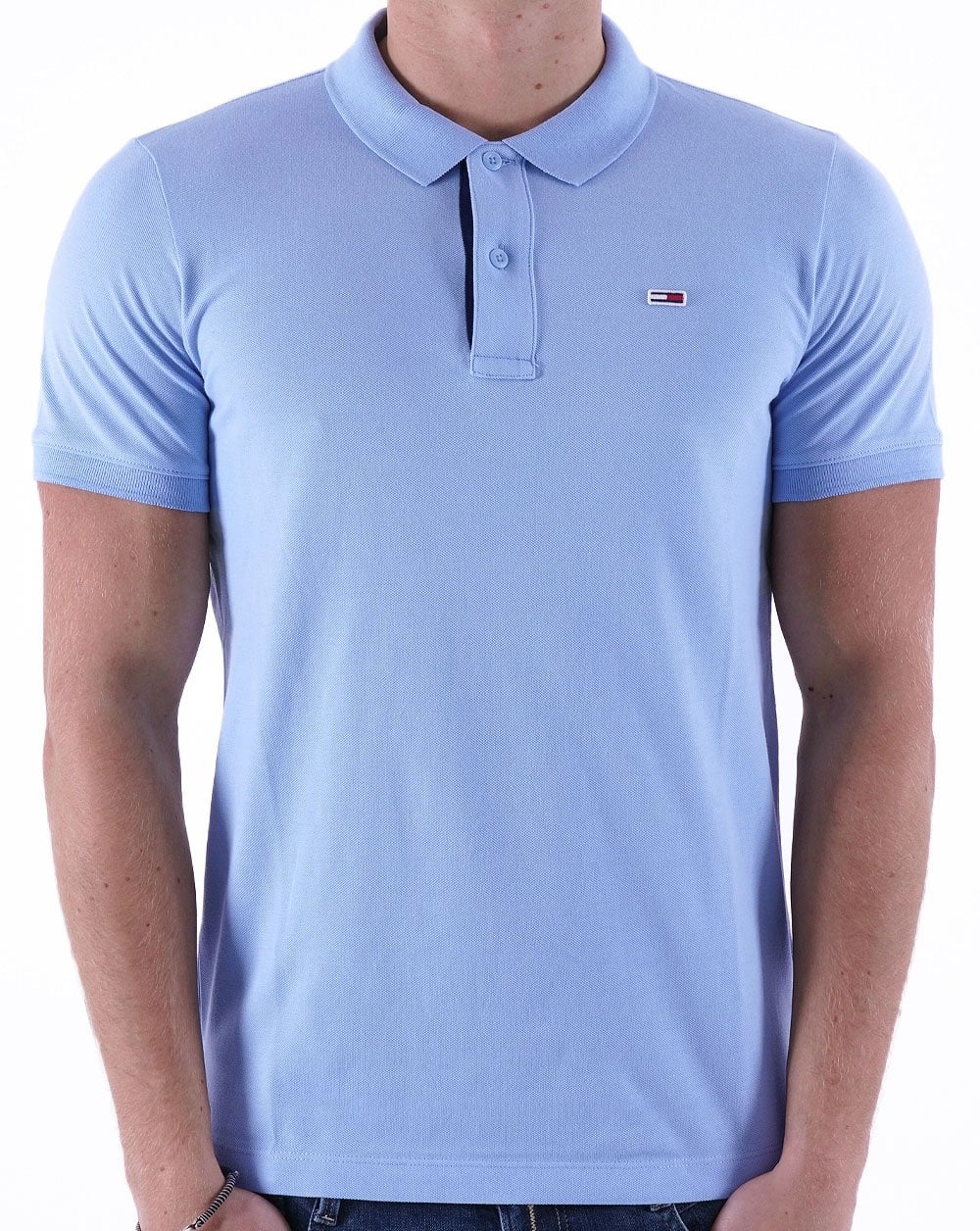 Tommy Jeans Signature Placket Polo Shirt Pearly Blue - Image 3