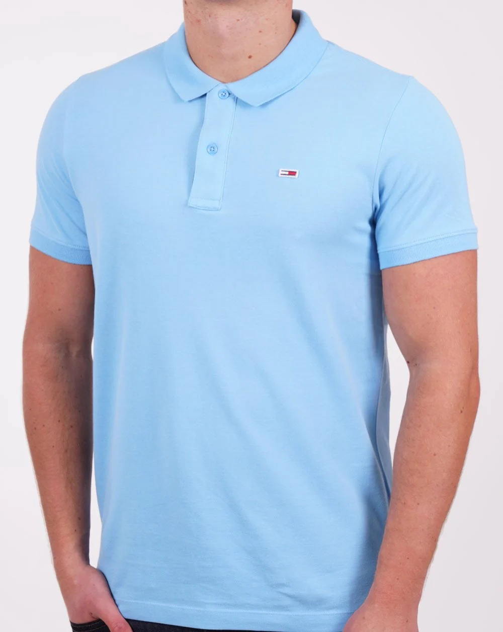 Tommy Jeans Signature Placket Polo Shirt Skysail - Image 3