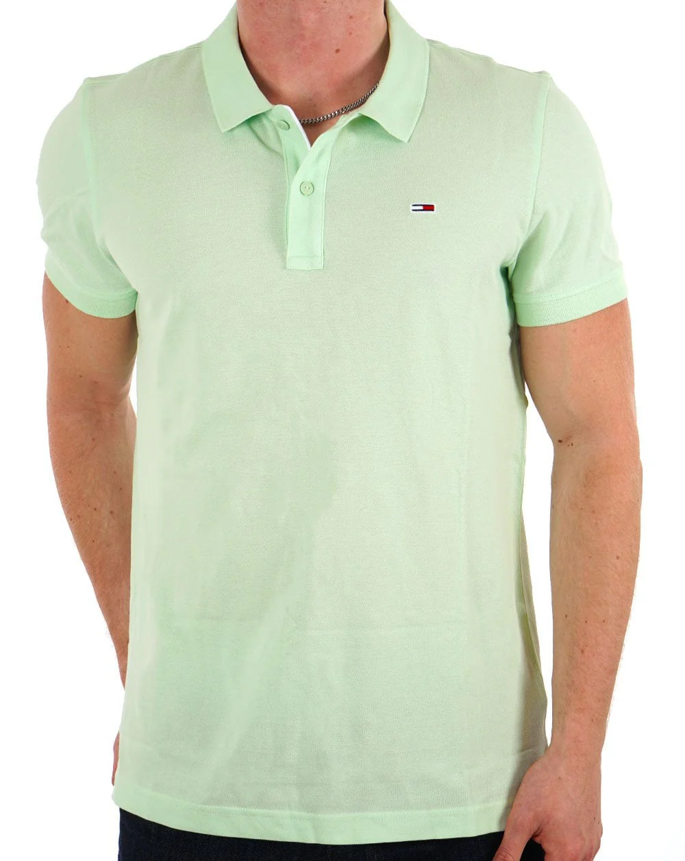 Tommy Jeans Slim Placket Polo Opal Green - Image 3