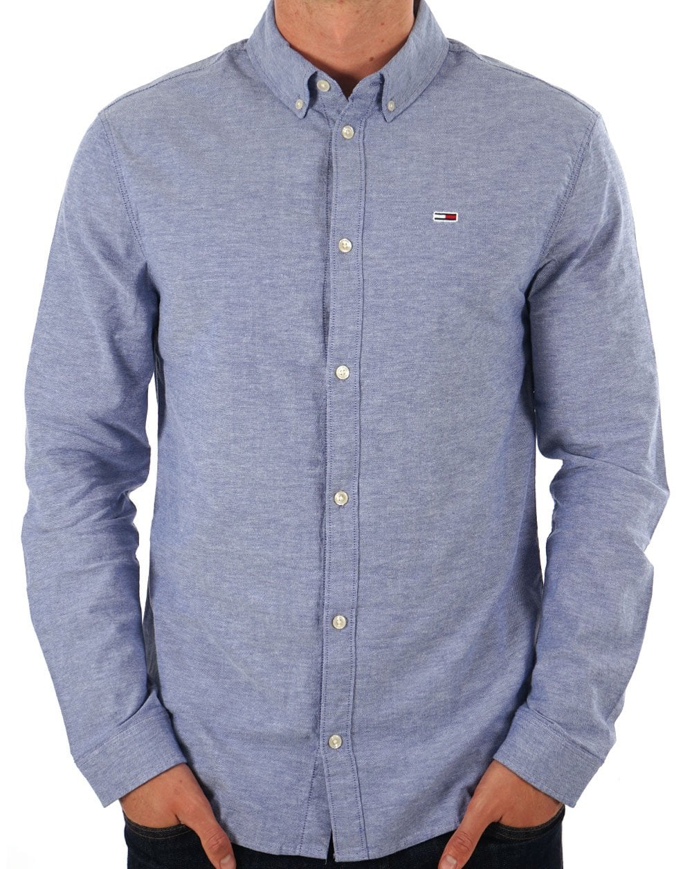 Tommy Jeans Stretch Oxford Cotton Shirt Bright Blue