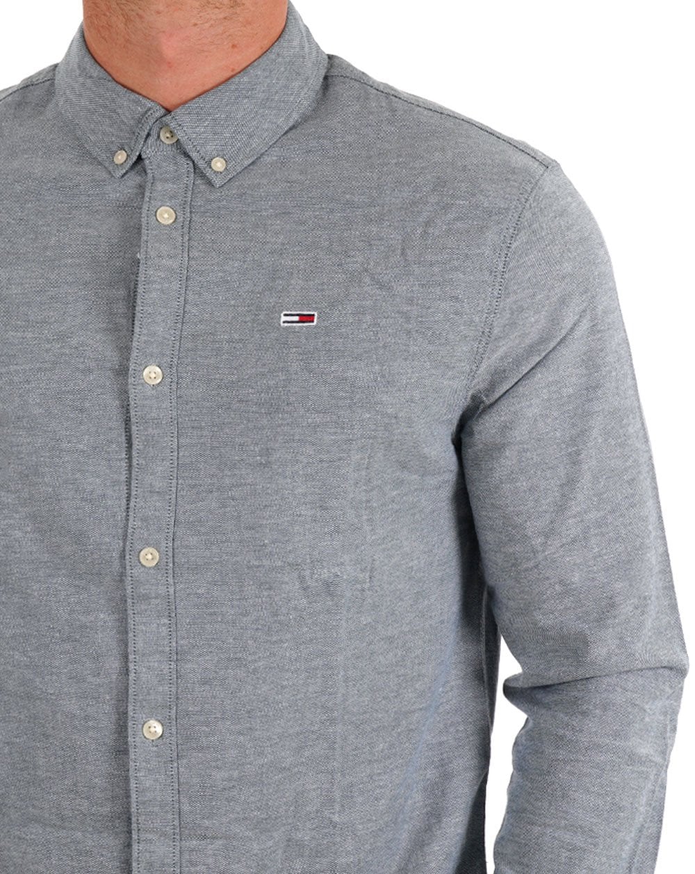 Tommy Jeans Stretch Oxford Cotton Shirt Deep Seawater - Image 2