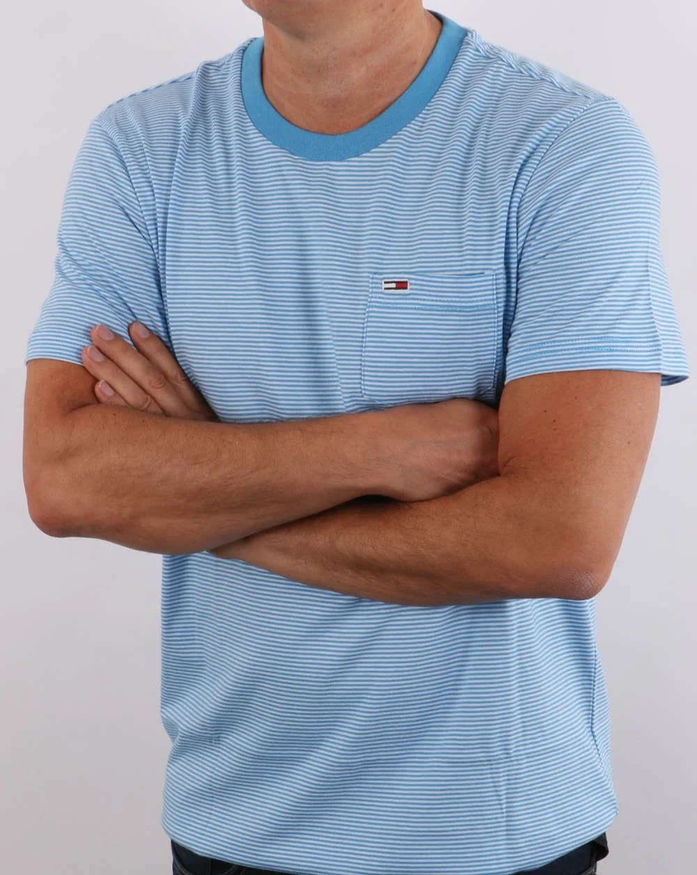 Tommy Jeans Stripe Pocket T-shirt Blue/White - Image 4