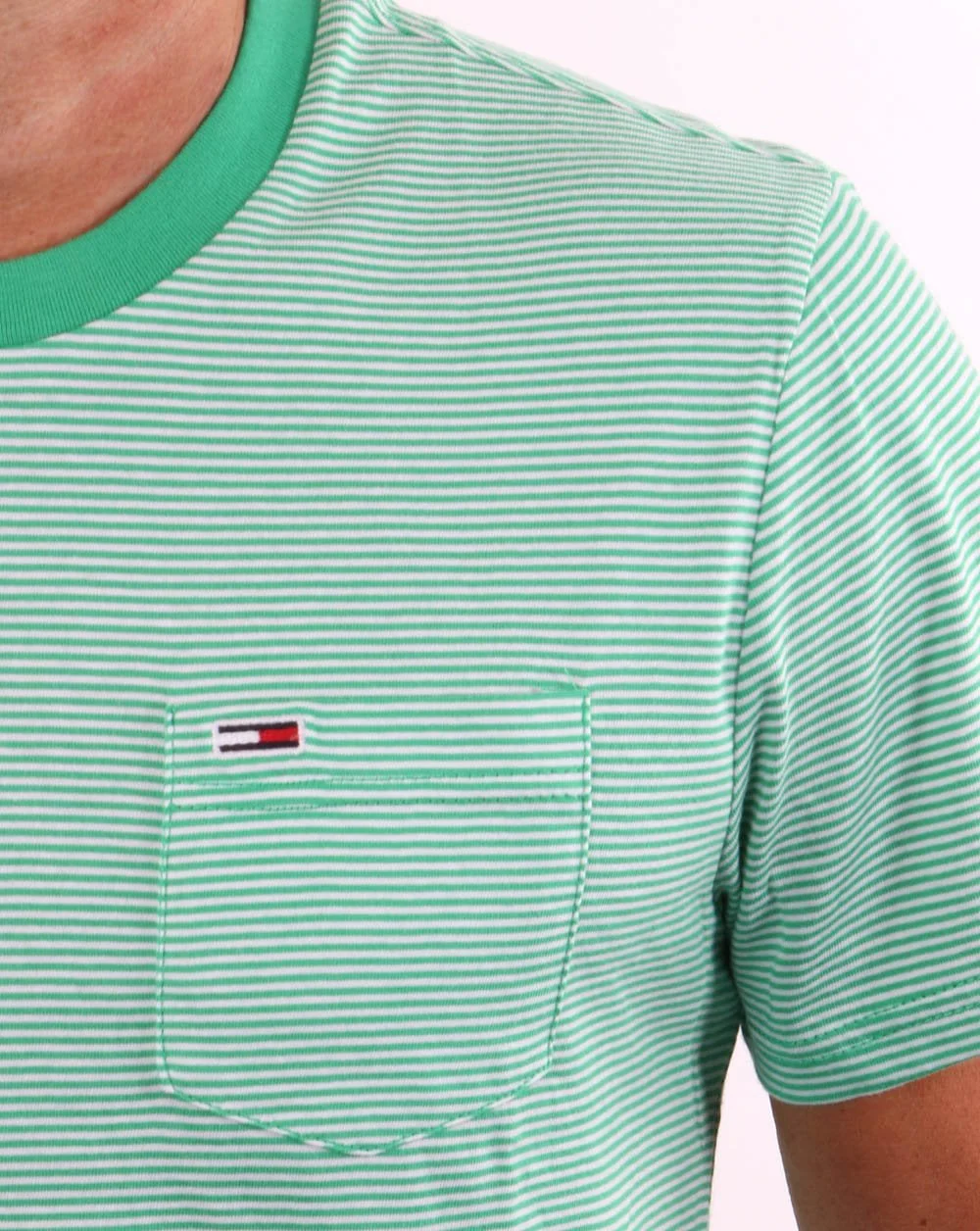 Tommy Jeans Stripe Pocket T-shirt Green/White - Image 3