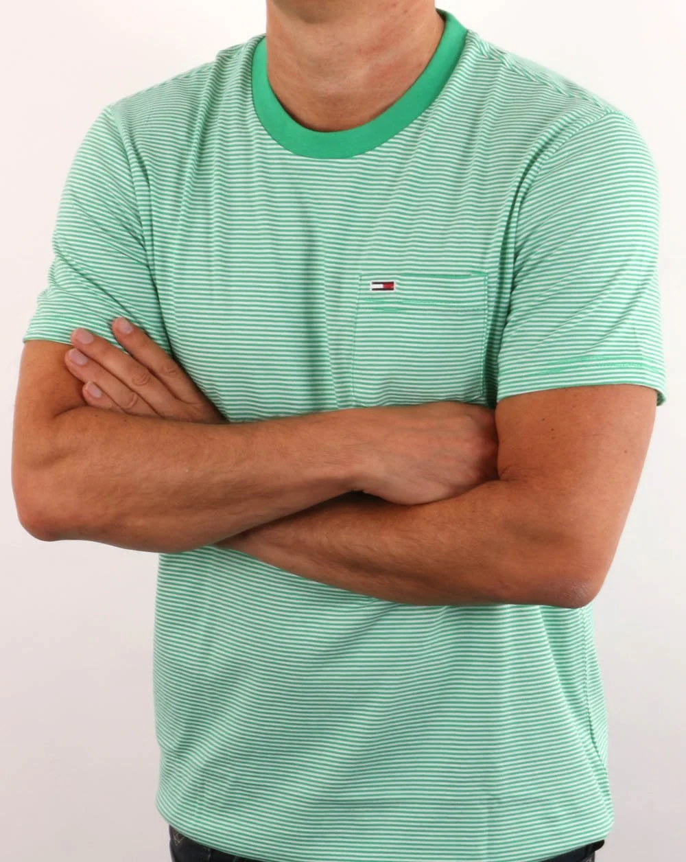 Tommy Jeans Stripe Pocket T-shirt Green/White - Image 4