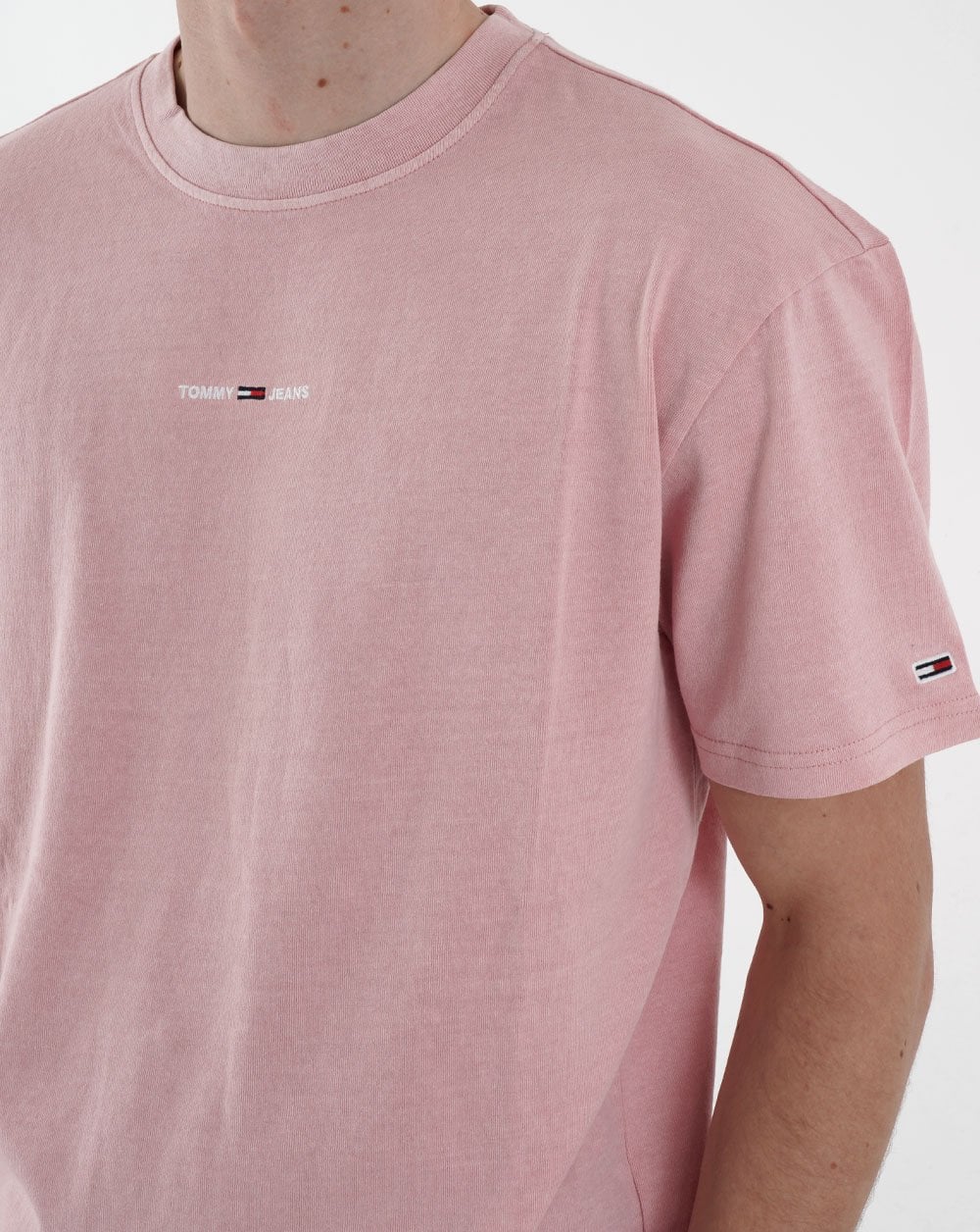 Tommy Jeans Tiny Linear Logo T Shirt Pink - Image 2