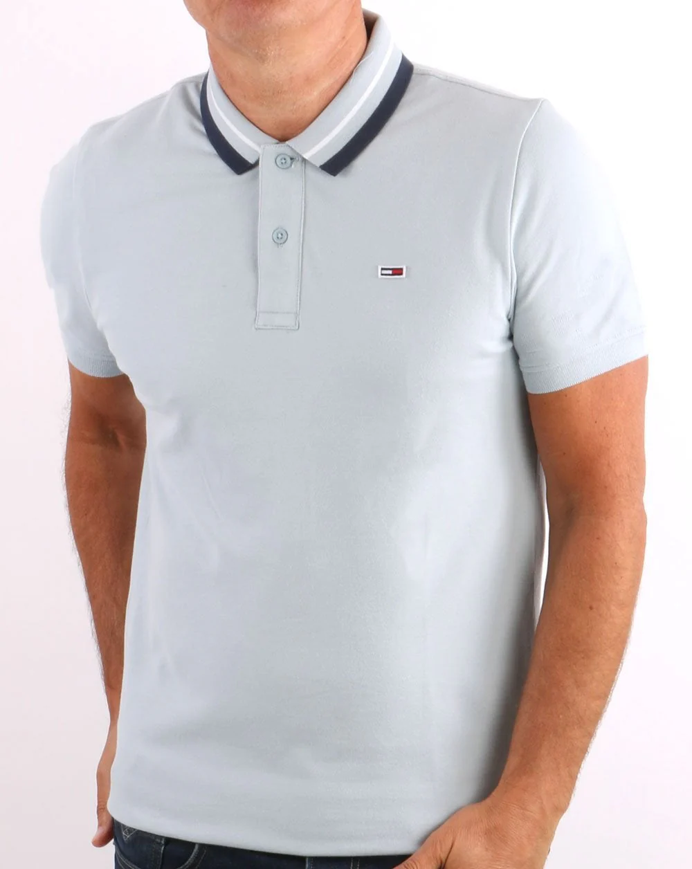 Tommy Jeans Tipped Polo Shirt Sky Blue - Image 3