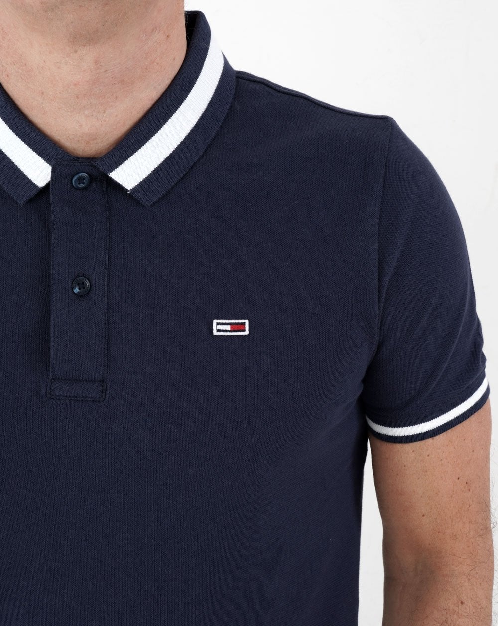 Tommy Jeans Tipped Stretch Polo Shirt Navy - Image 2