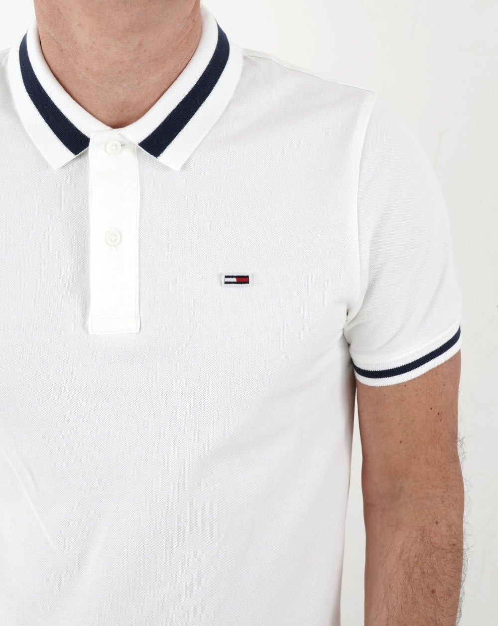 Tommy Jeans Tipped Stretch Polo Shirt White - Image 2