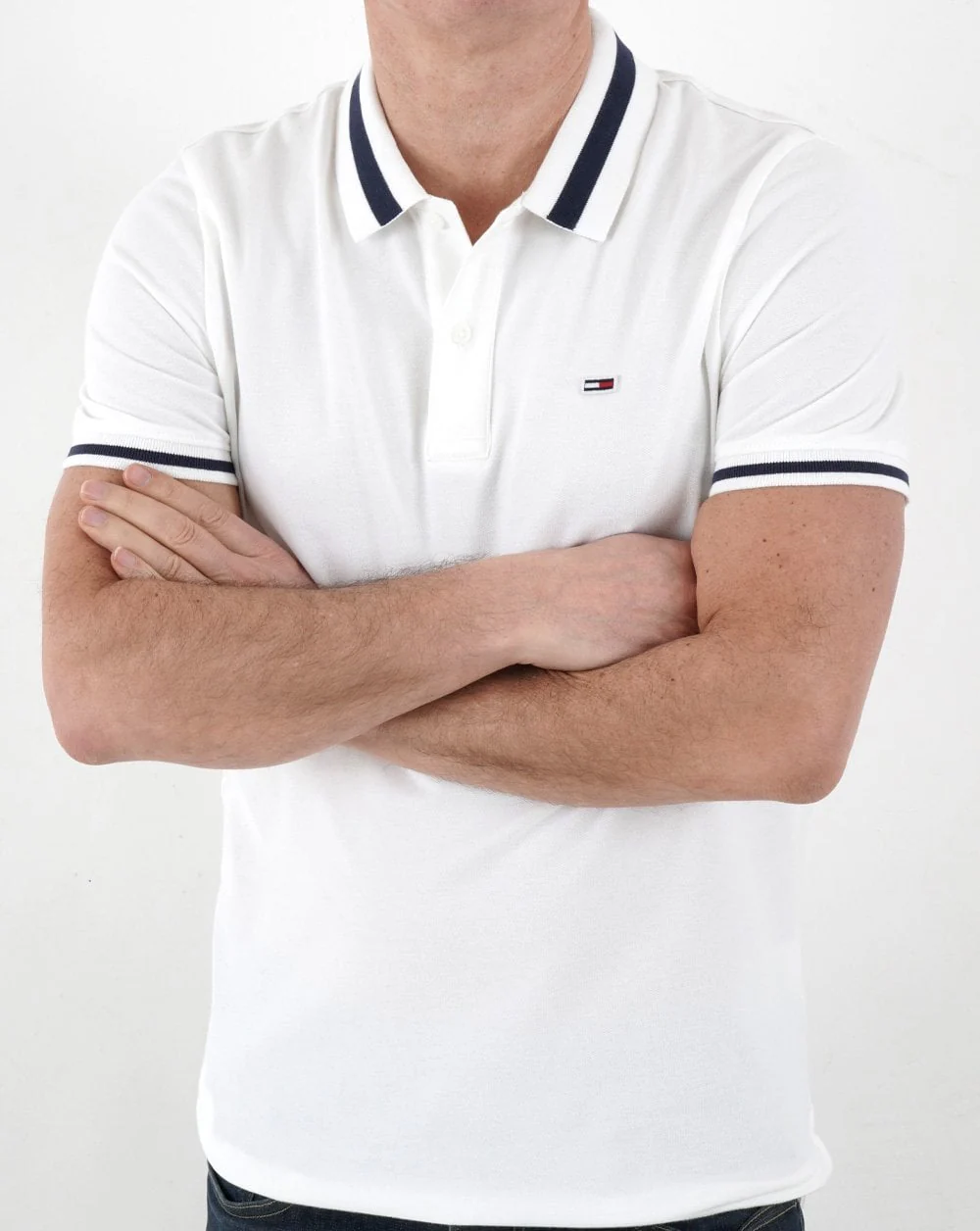 Tommy Jeans Tipped Stretch Polo Shirt White - Image 3