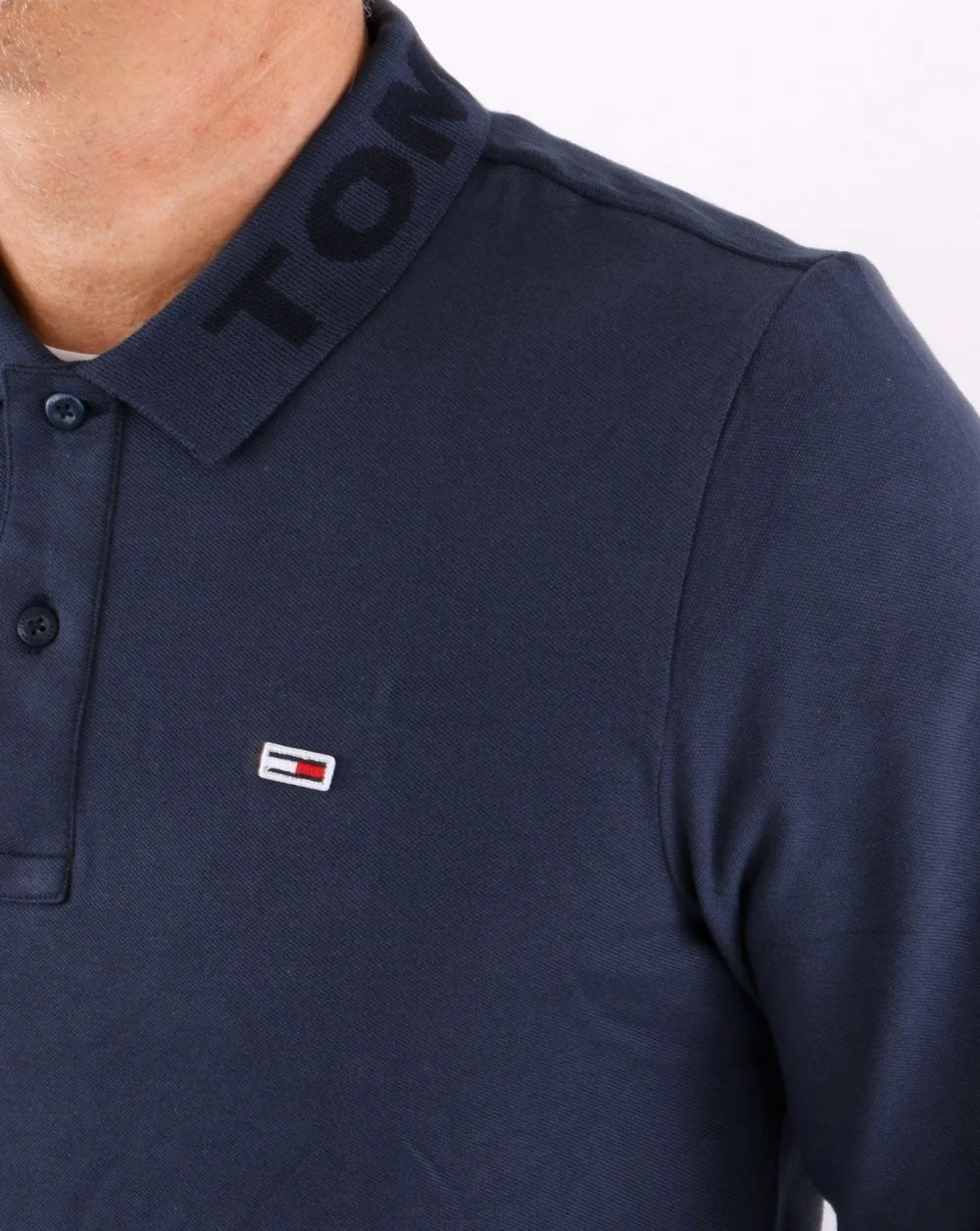 Tommy Jeans Tonal Long Sleeve Polo Navy - Image 2