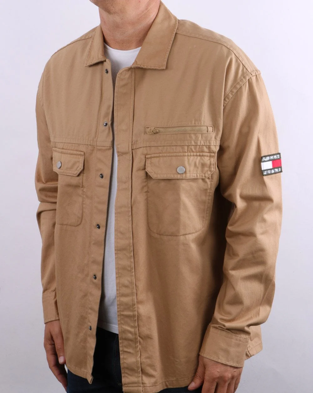 Tommy Jeans Tonal Twill Overshirt Classic Khaki - Image 4