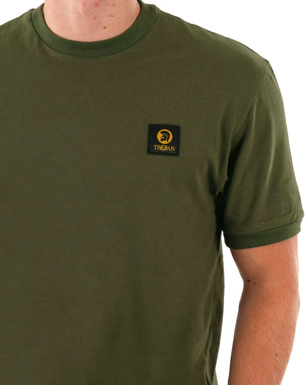 Trojan Badged Plain T-shirt Army Green - Image 2