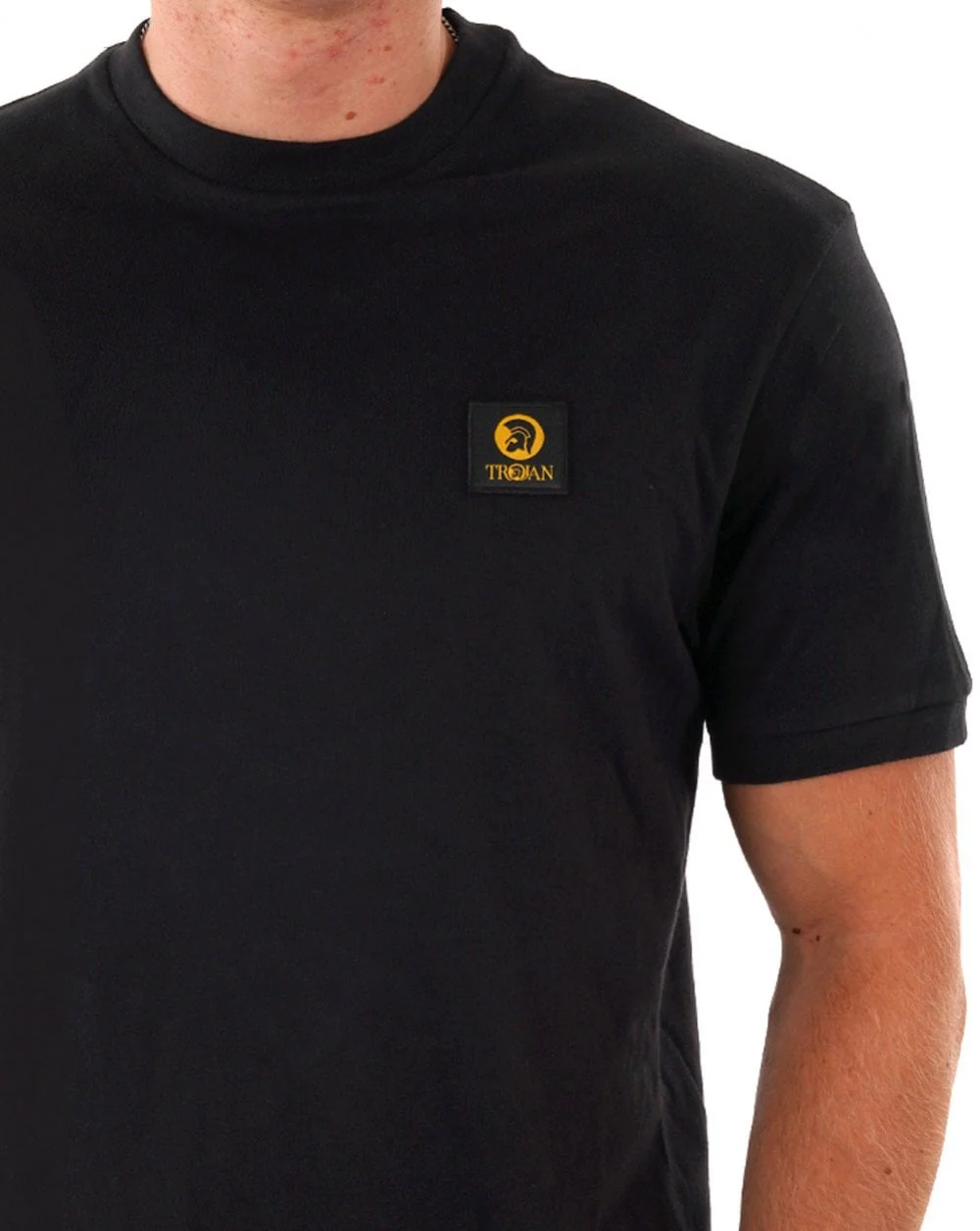 Trojan Badged Plain T-shirt Black - Image 2