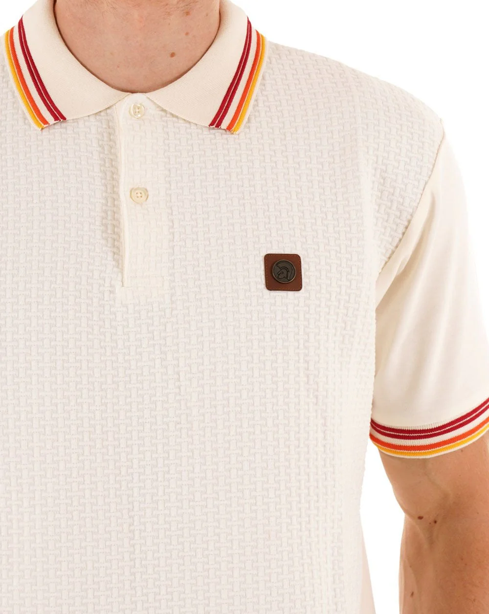 Trojan Basket Weave Polo Ecru - Image 2