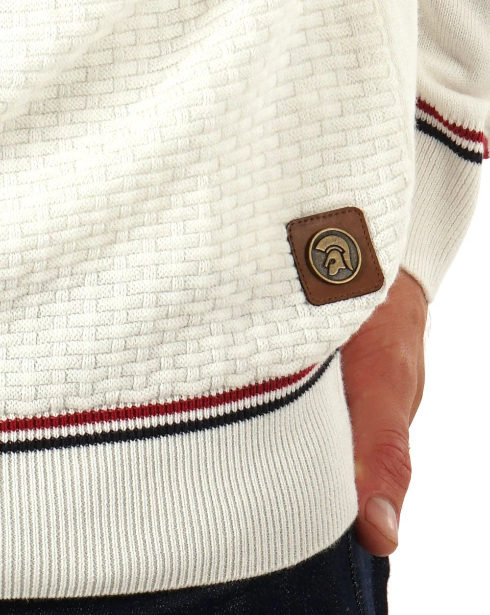 Trojan Basket Weave Turtle Neck Ecru - Image 2