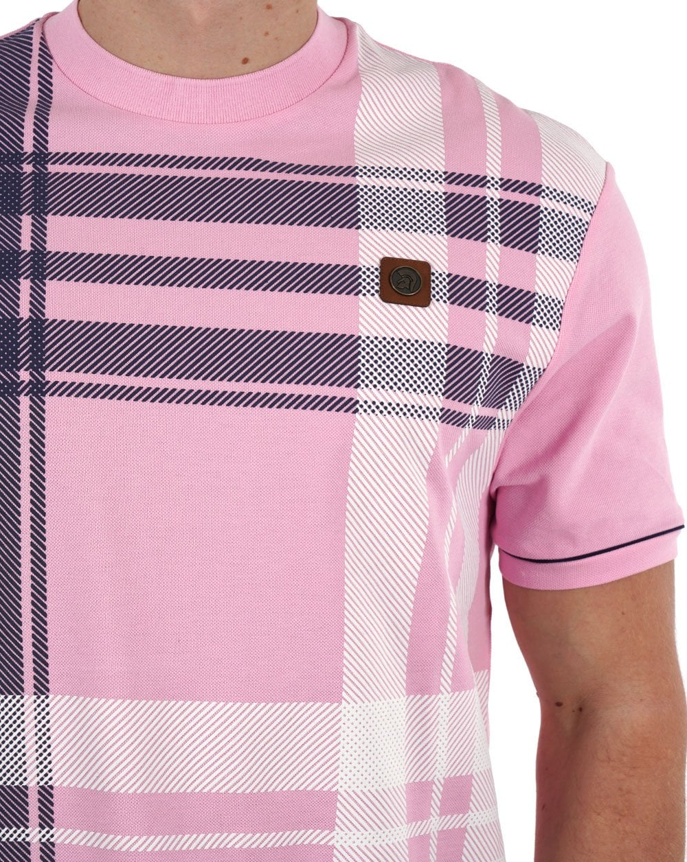 Trojan Check Panel T-shirt Pink - Image 2