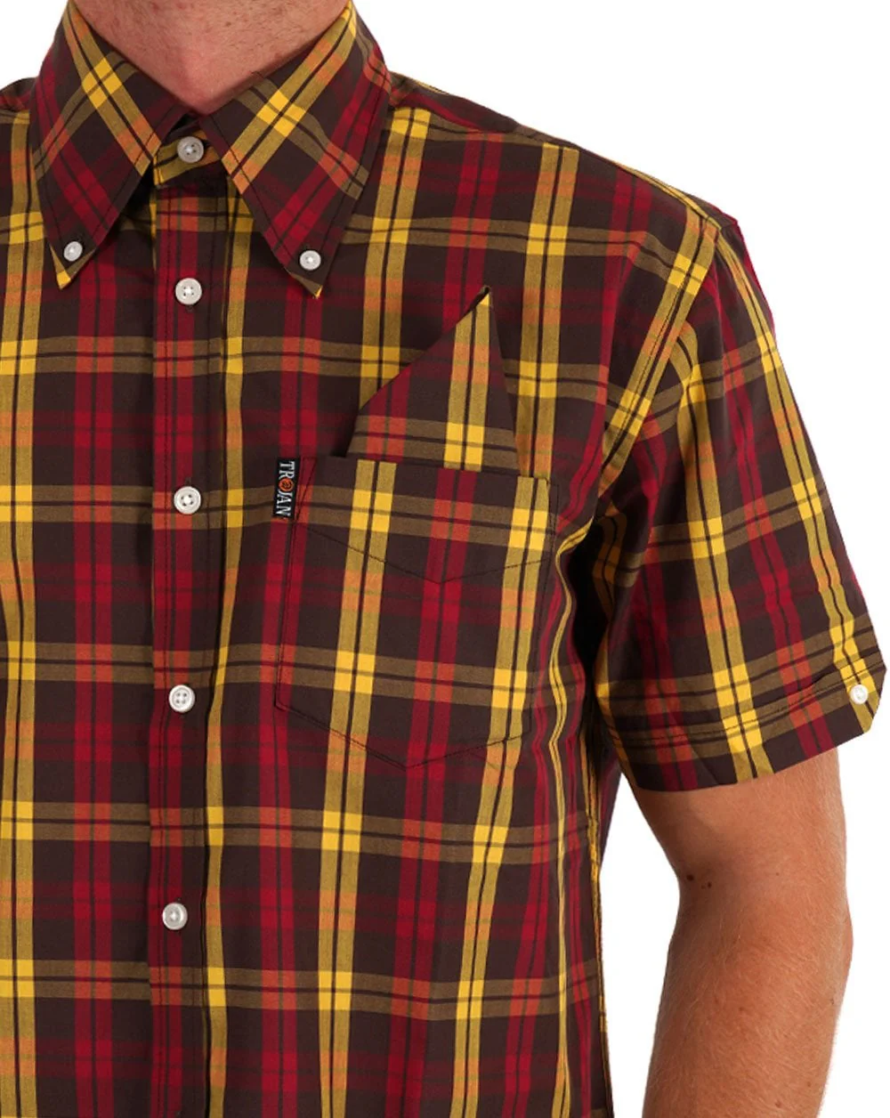 Trojan Check S/S Shirt Chocolate - Image 2