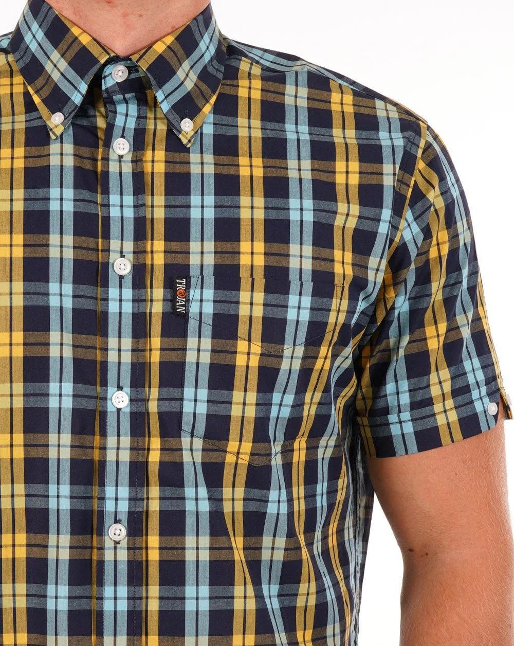 Trojan Check S/S Shirt Navy - Image 2