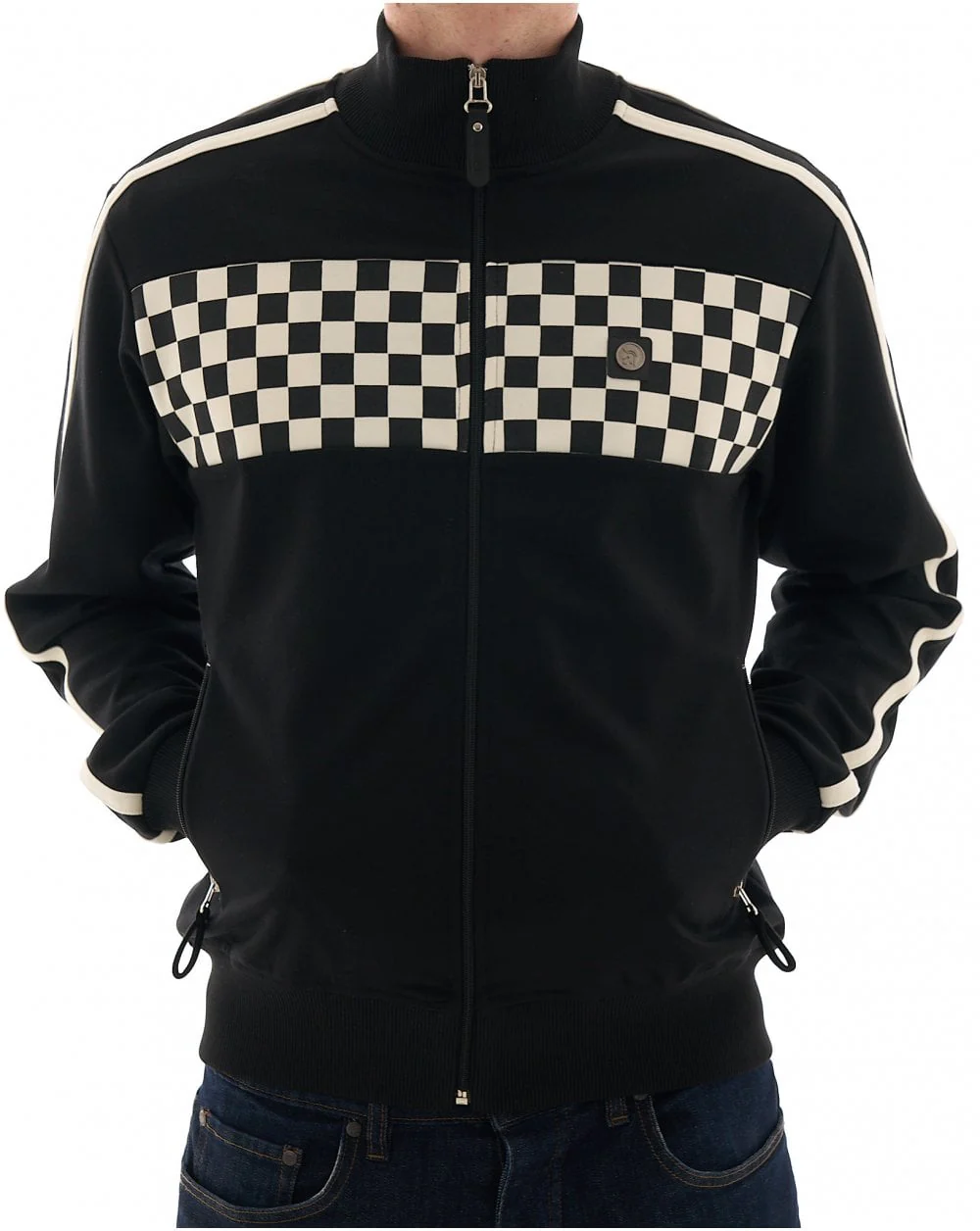 Trojan Chequerboard Track Top Black - Image 5
