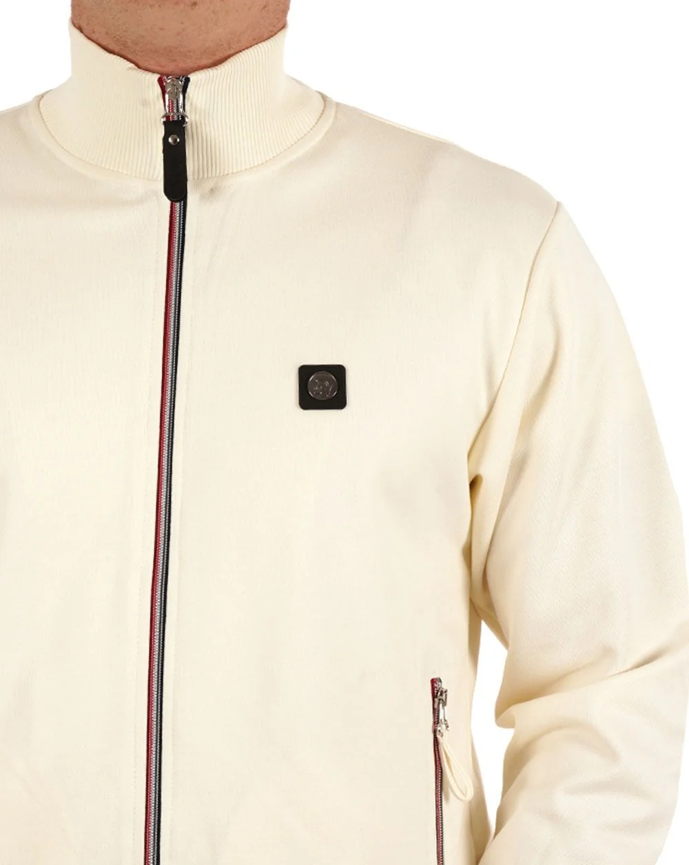 Trojan Zip Detail Track Top Ecru - Image 2