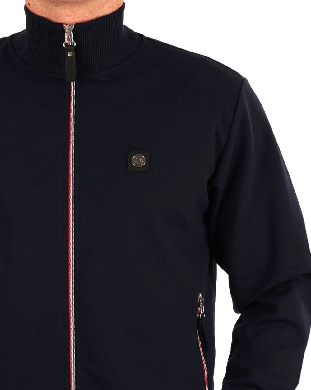 Trojan Chrome Zip Plain Track Top Navy - Image 2