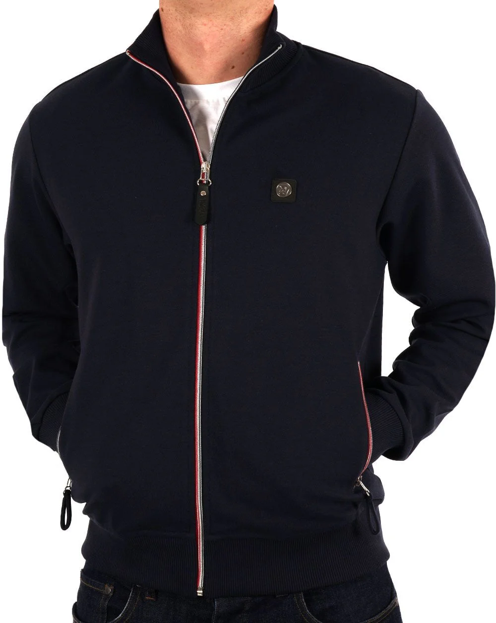 Trojan Chrome Zip Plain Track Top Navy - Image 3