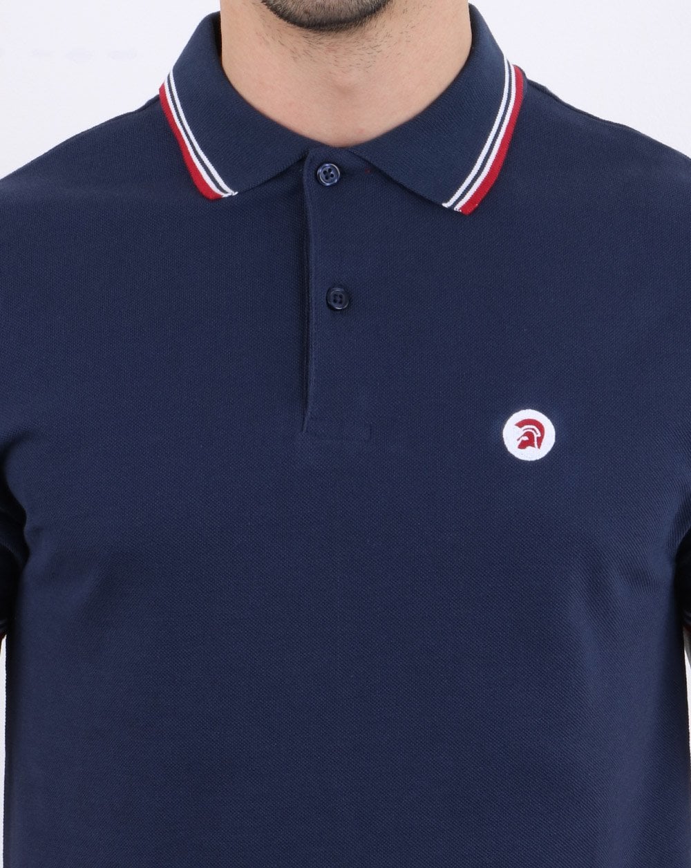 Trojan Classic Tipped Polo Shirt Navy - Image 2