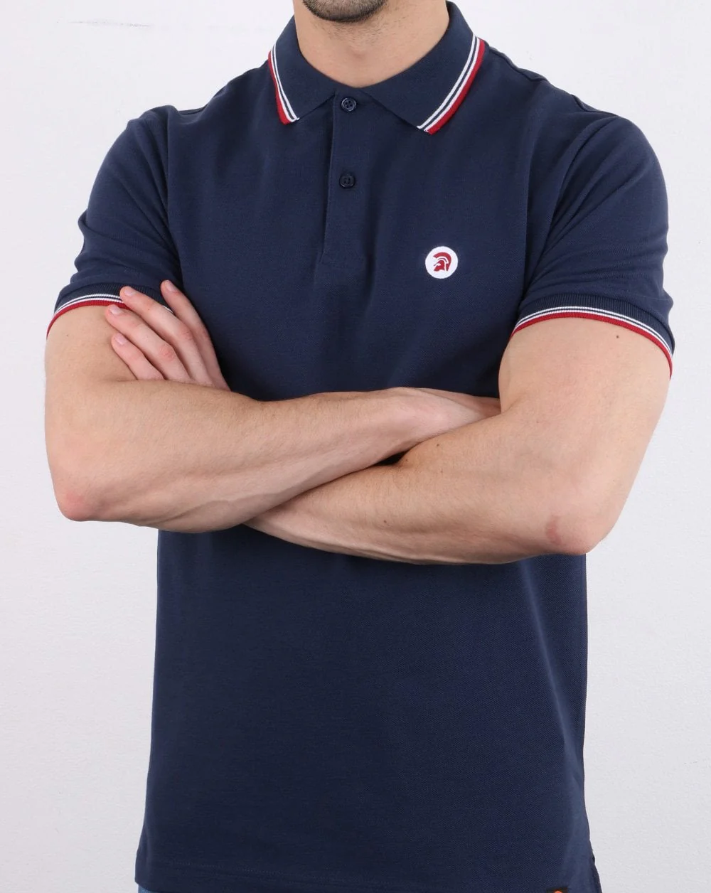 Trojan Classic Tipped Polo Shirt Navy - Image 4