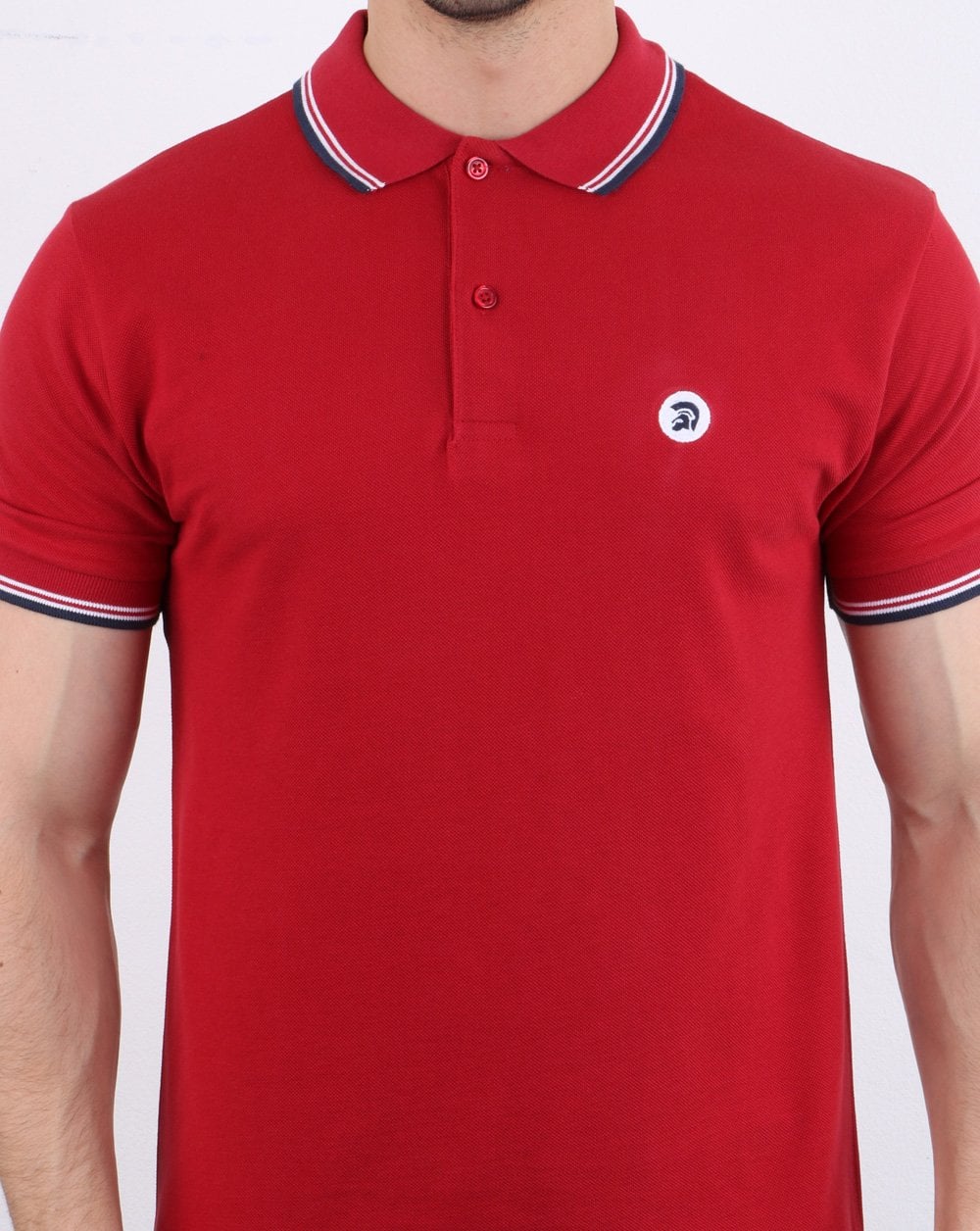Trojan Classic Tipped Polo Shirt Red - Image 4