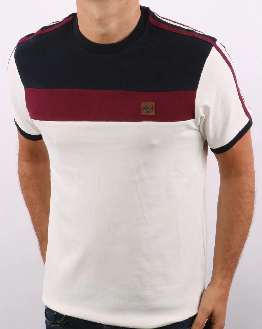 Trojan Colour Block T-shirt Ecru - Image 3