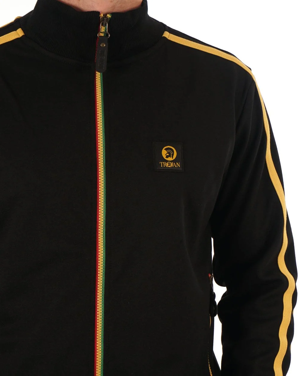 Trojan Contrast Zip Track Top Black - Image 2