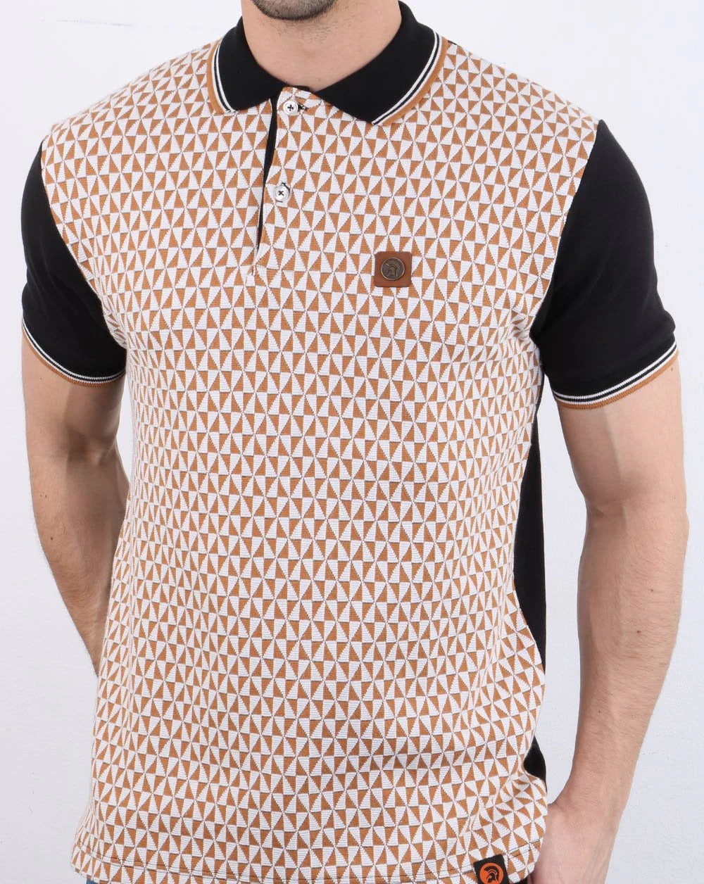 Trojan Diamond Jacquard Polo Shirt Black - Image 3