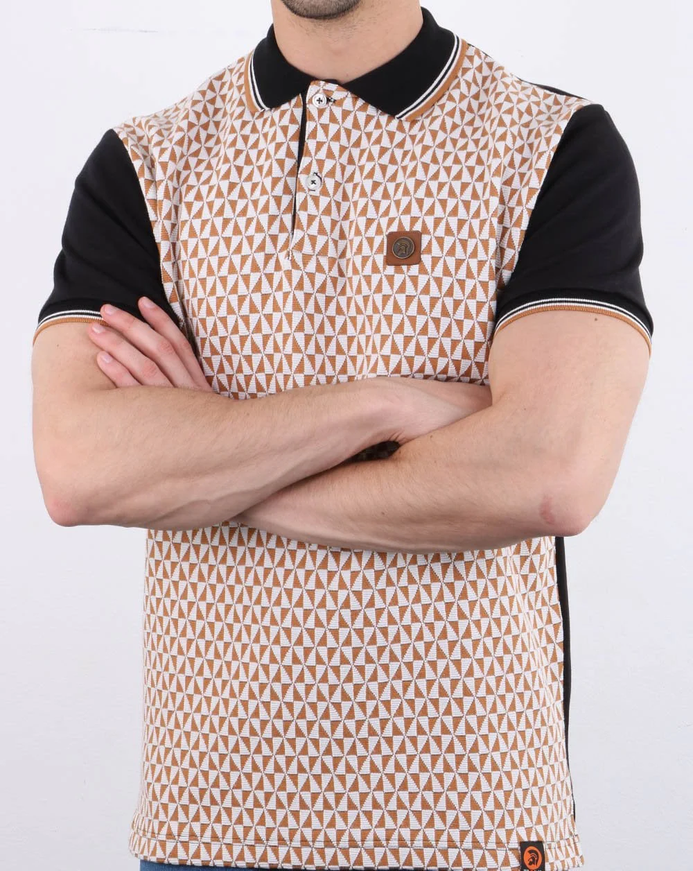 Trojan Diamond Jacquard Polo Shirt Black - Image 4
