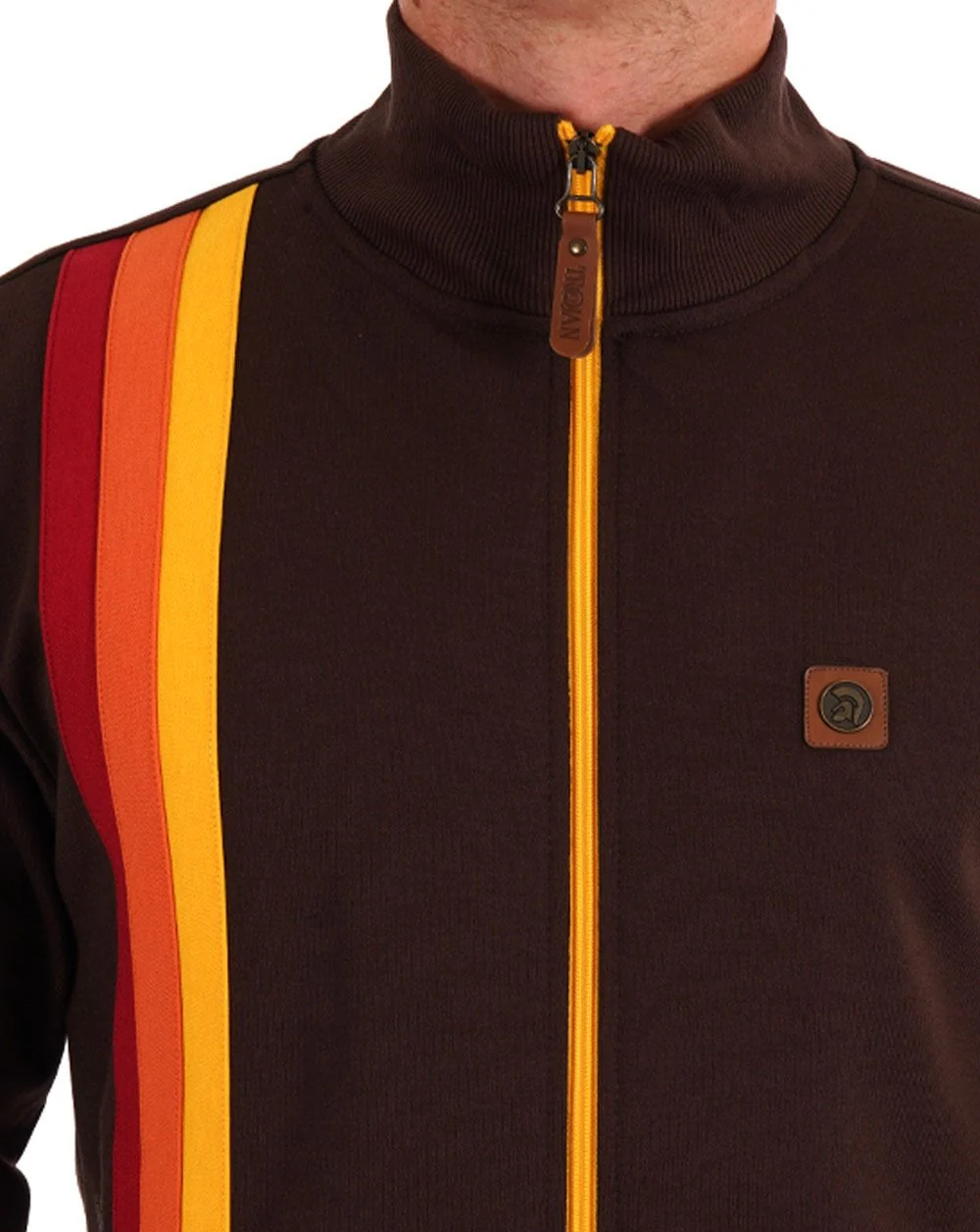 Trojan Gallagher Racing Stripe Track Top Chocolate - Image 2